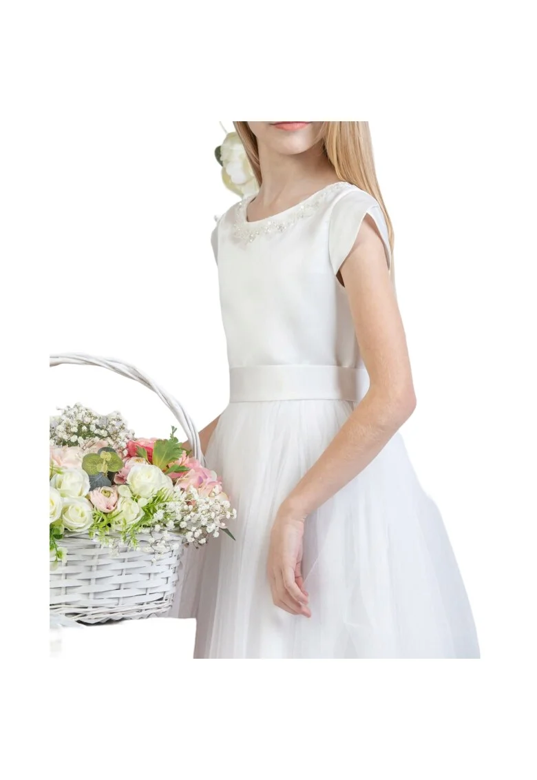 Rochie de fetite,  Elida, Tul, Alb, Alb