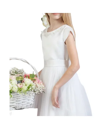 Rochie de fetite,  Elida, Tul, Alb, Alb
