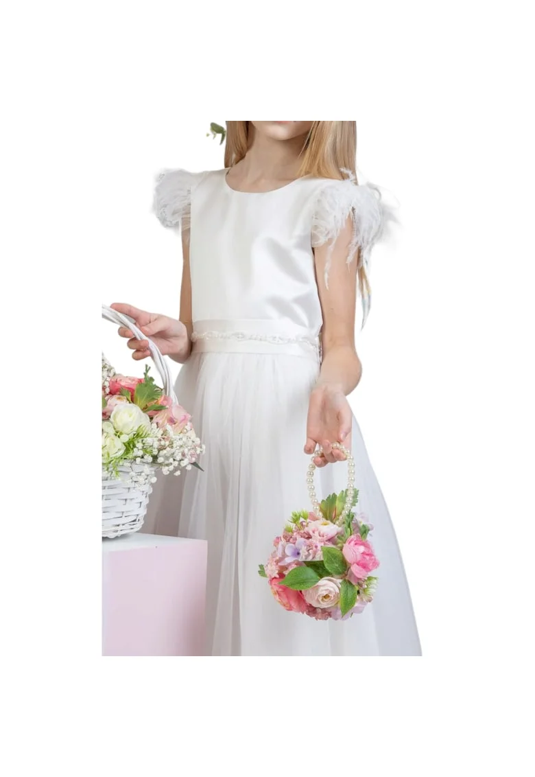 Rochie de fetite,  Ayla, Tul, Alb, Alb
