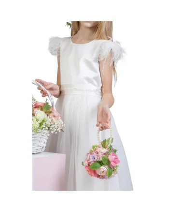 Rochie de fetite,  Ayla, Tul, Alb, Alb