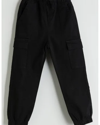 Pantaloni jogger cu talie elastica, Negru
