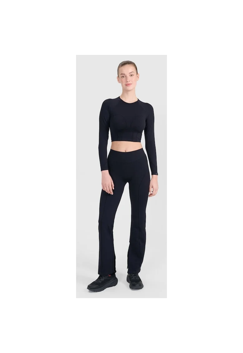 Pantaloni sport dama  evazati, negri, fara cusaturi