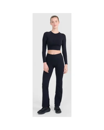 Pantaloni sport dama  evazati, negri, fara cusaturi