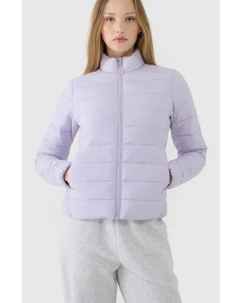 Jacheta de puf sintetica  slim, hidrofoba, violet, material anti-ripare, pentru femei