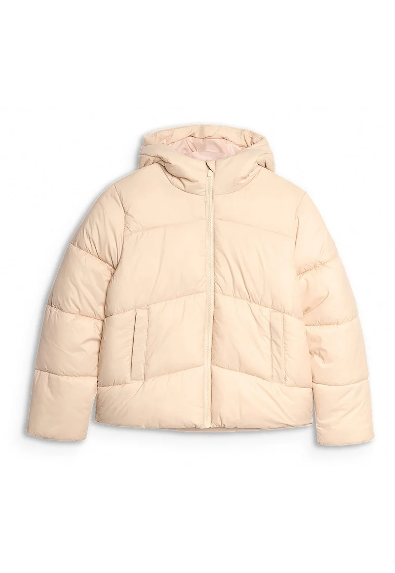 Geaca Matlasata Fete Bej cu Umplutura Sintetica, Marime 122,  Junior, Rezistenta la Umezeala, Tehnologie 4FWarm, Varianta SportStyle AW25