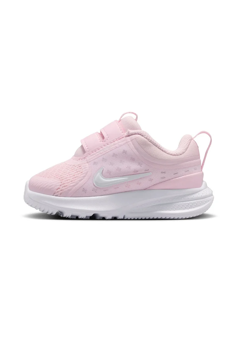 Pantofi Star Runner 5 din material textil cu velcro, pentru alergare, Alb/Roz pal