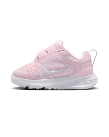Pantofi Star Runner 5 din material textil cu velcro, pentru alergare, Alb/Roz pal