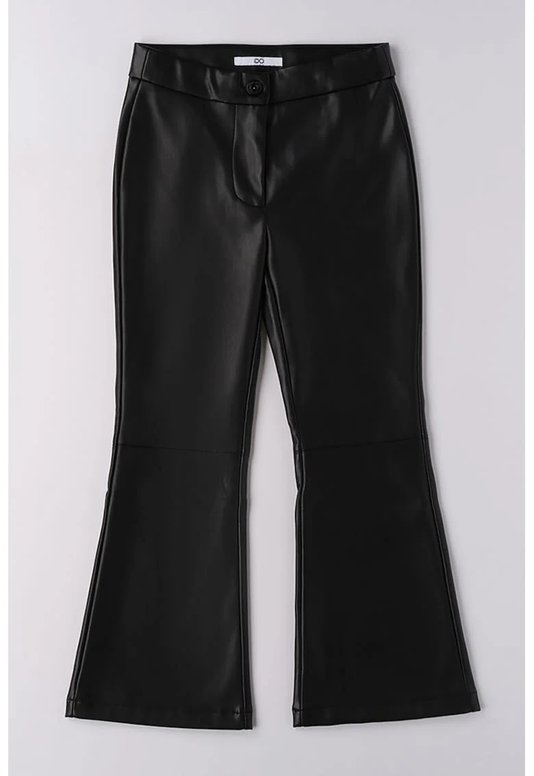 Pantaloni evazati de piele ecologica, Negru