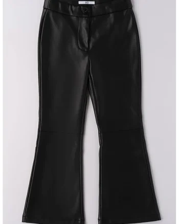 Pantaloni evazati de piele ecologica, Negru