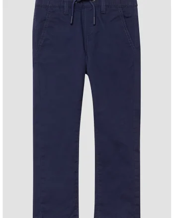 Pantaloni slim-fit cu snur, Albastru indigo