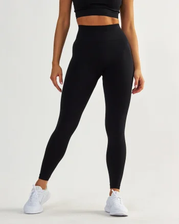 Colanti crop cu talie inalta pentru antrenament, Negru