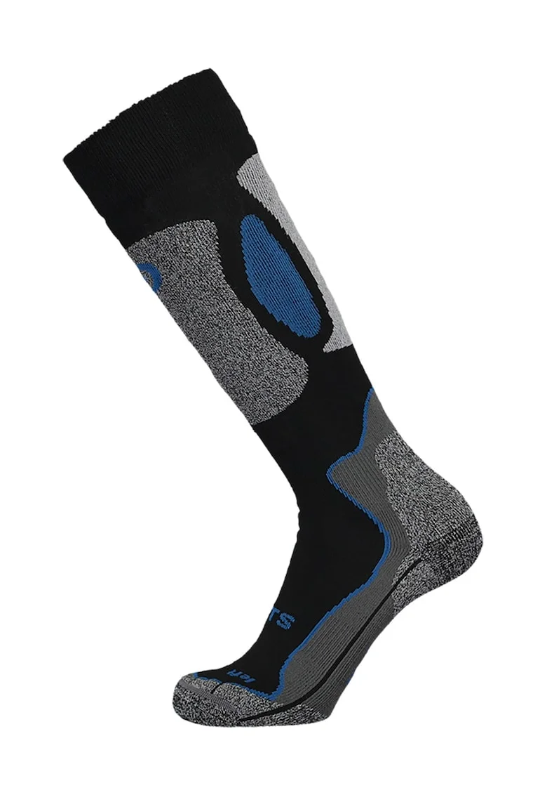 Sosete mid-calf din amestec de lana pentru ski, Negru/Gri melange/Albastru
