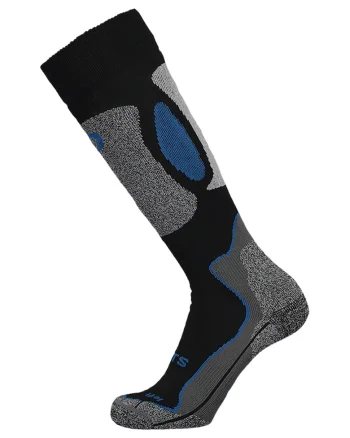 Sosete mid-calf din amestec de lana pentru ski, Negru/Gri melange/Albastru