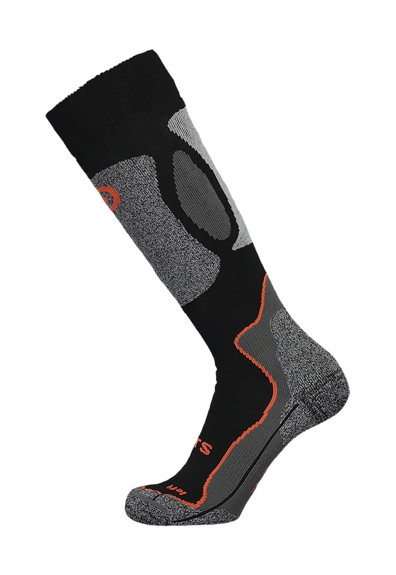 Sosete mid-calf din amestec de lana pentru ski, Negru/Gri/Portocaliu mandarina