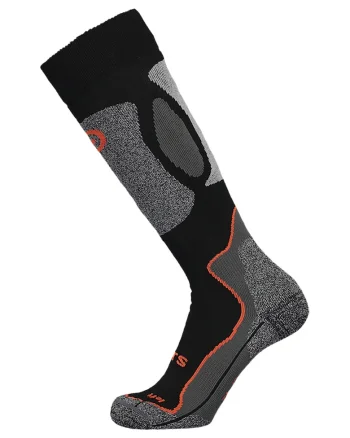 Sosete mid-calf din amestec de lana pentru ski, Negru/Gri/Portocaliu mandarina