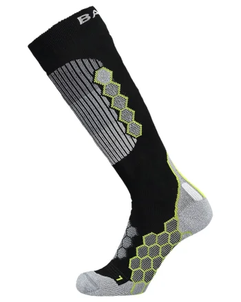 Sosete din amestec de lana cu model, pentru schi, Negru/Gri deschis melange/Verde lime