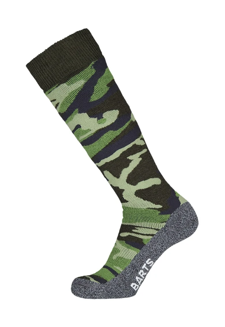 Sosete lungi din amestec de lana, Gri melange/Kaki inchis/Verde lime