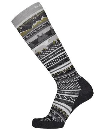 Sosete lungi cu model, pentru schi, Negru/Gri/Alb murdar
