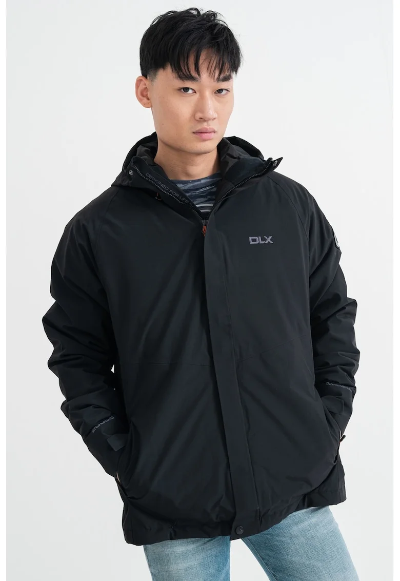 Jacheta impermeabila cu vatelina si model 2-in-1, pentru trekking Frederic, Negru