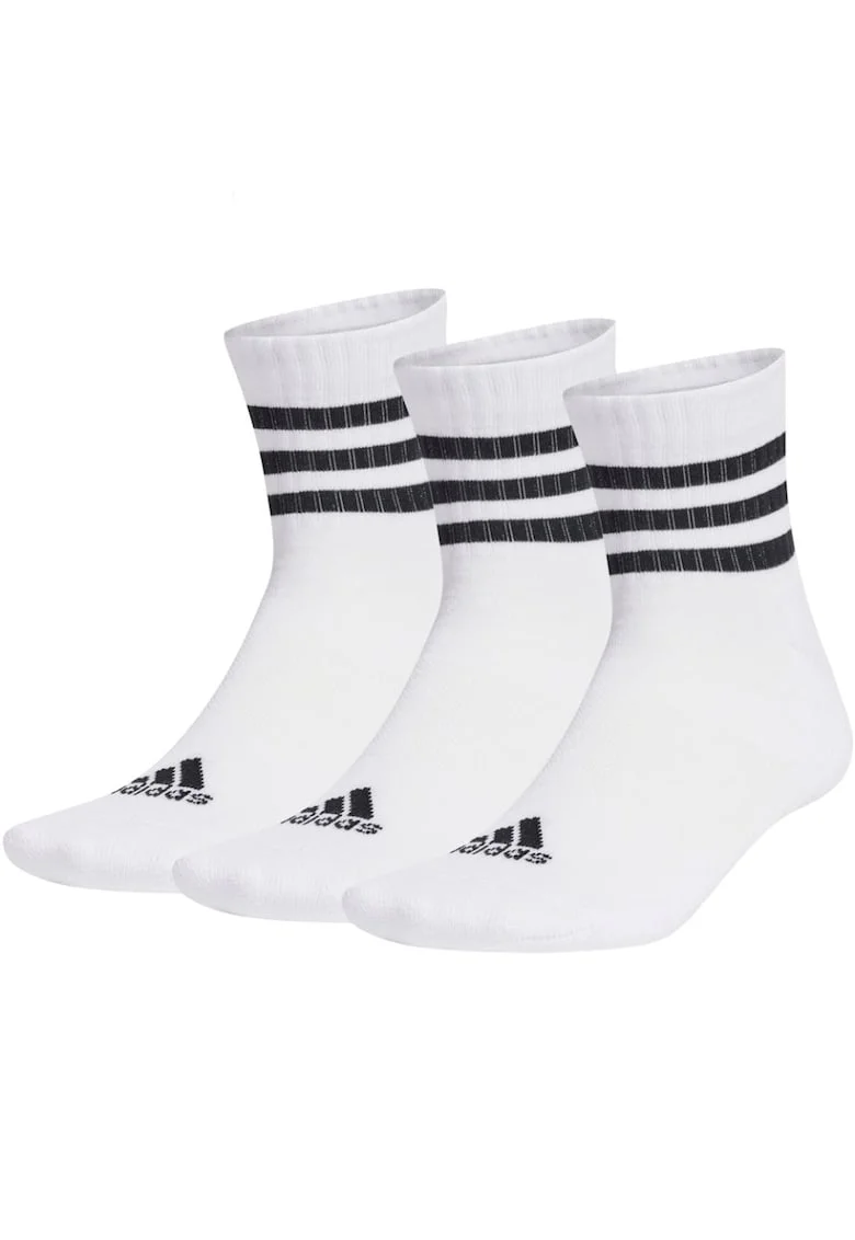 Set 3 perechi sosete  3-Stripes Cushioned Sportswear Mid-Cut, Alb