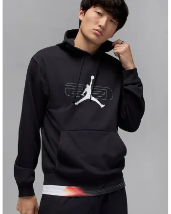 Hanorac din material fleece cu logo pentru baschet, Alb/Negru