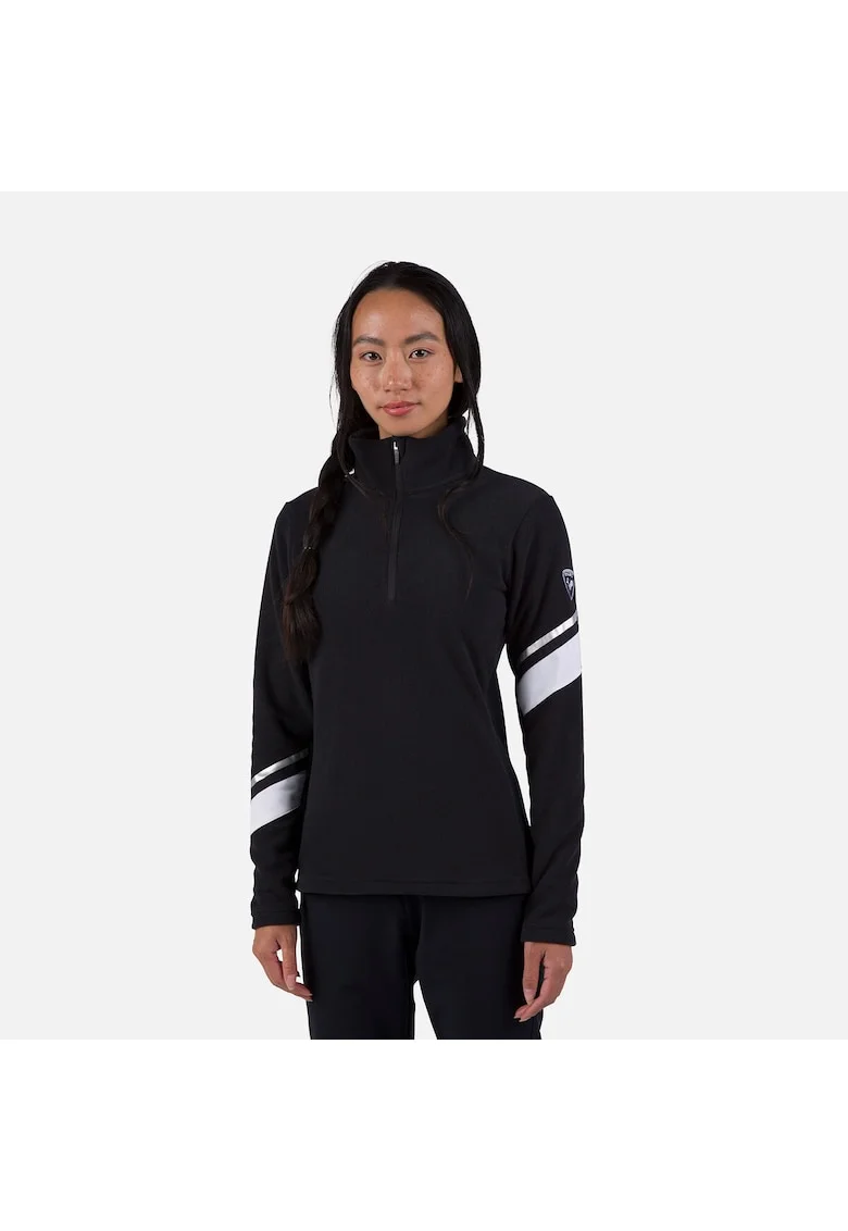 Jacheta  Strawpile fleece, cu fermoar, negru, pentru dama, Negru