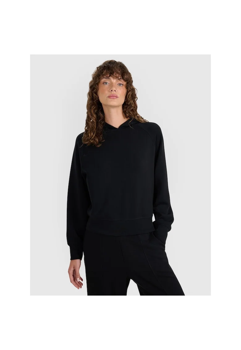 Hanorac Femei  Modal Negru SportStyle Gluga Raglan, Negru