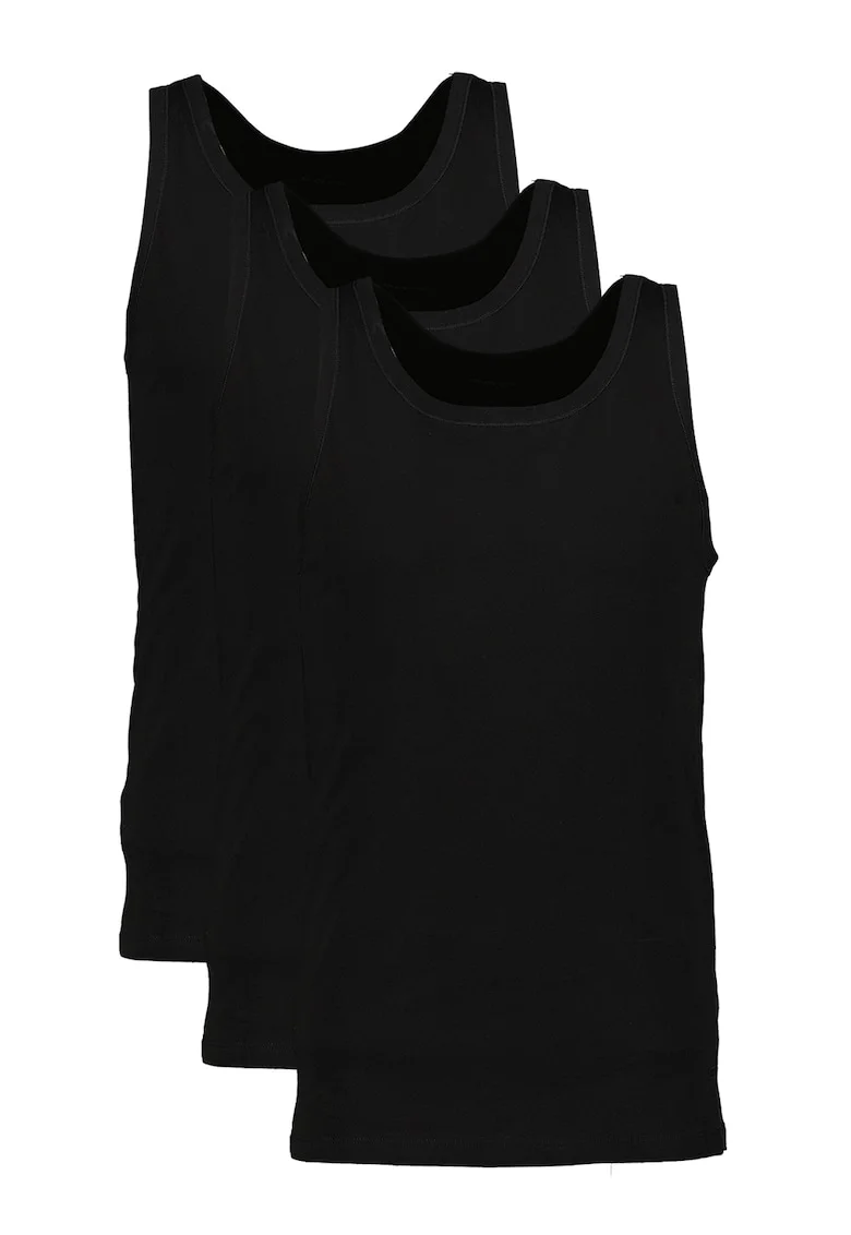 Set de topuri din bumbac - 3 piese, Negru