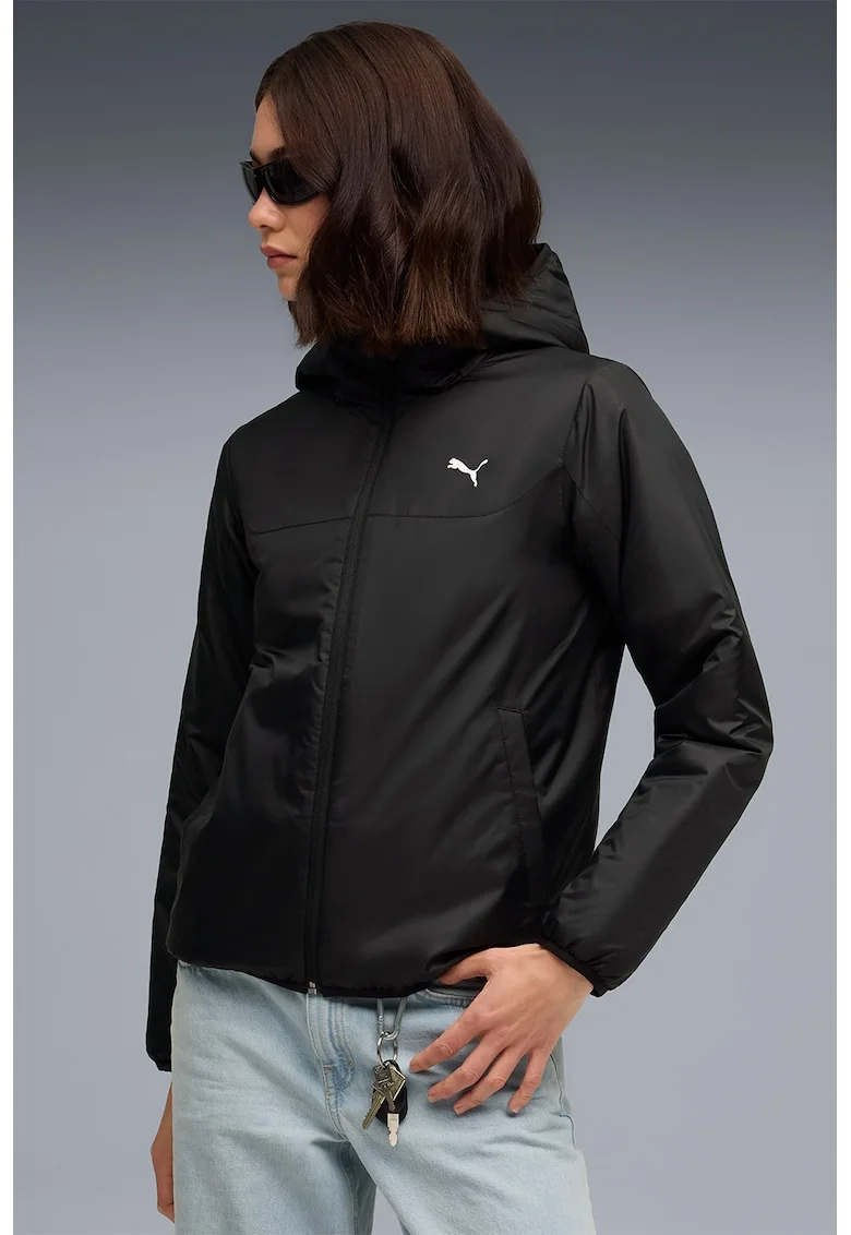 Jacheta regular-fit cu logo, Negru