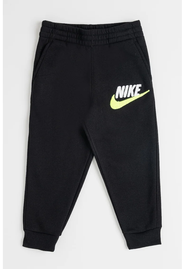 Pantaloni de trening din amestec de bumbac cu broderie logo, Negru