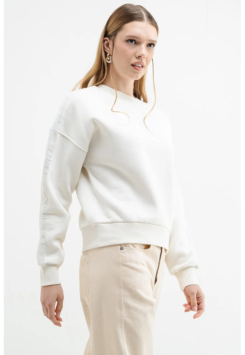 Bluza de trening cu logo pe piept, Alb murdar
