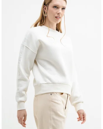 Bluza de trening cu logo pe piept, Alb murdar