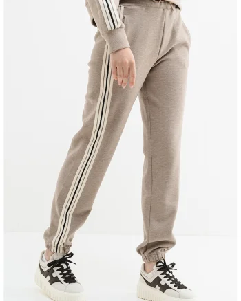 Pantaloni cu logo pentru fitness, Bej melange