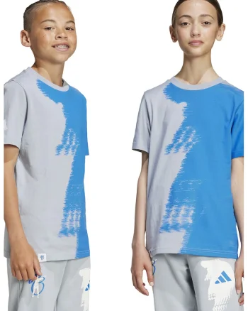 Tricou cu imprimeu abstract pentru fotbal, Alb/Gri deschis/Albastru