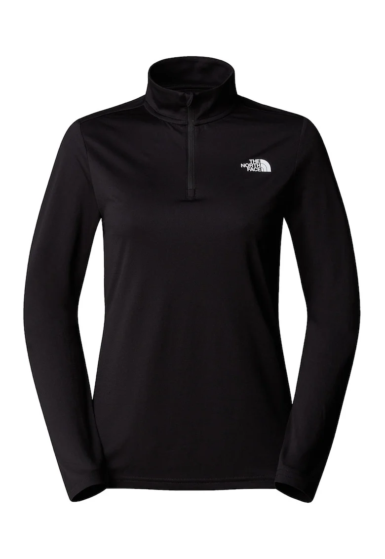 Bluza cu logo si fermoar scurt, pentru antrenament, Negru