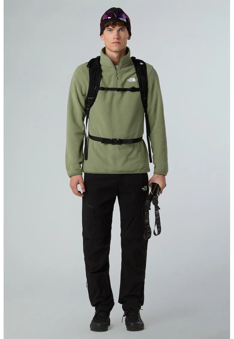 Hanorac din material fleece cu fenta scurta cu fermoar pentru trekking Glacier, Verde pal
