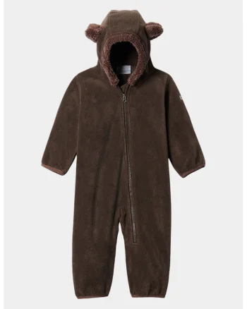 Salopeta din fleece cu garnituri din blana sintetica Tiny Bear™, Maro