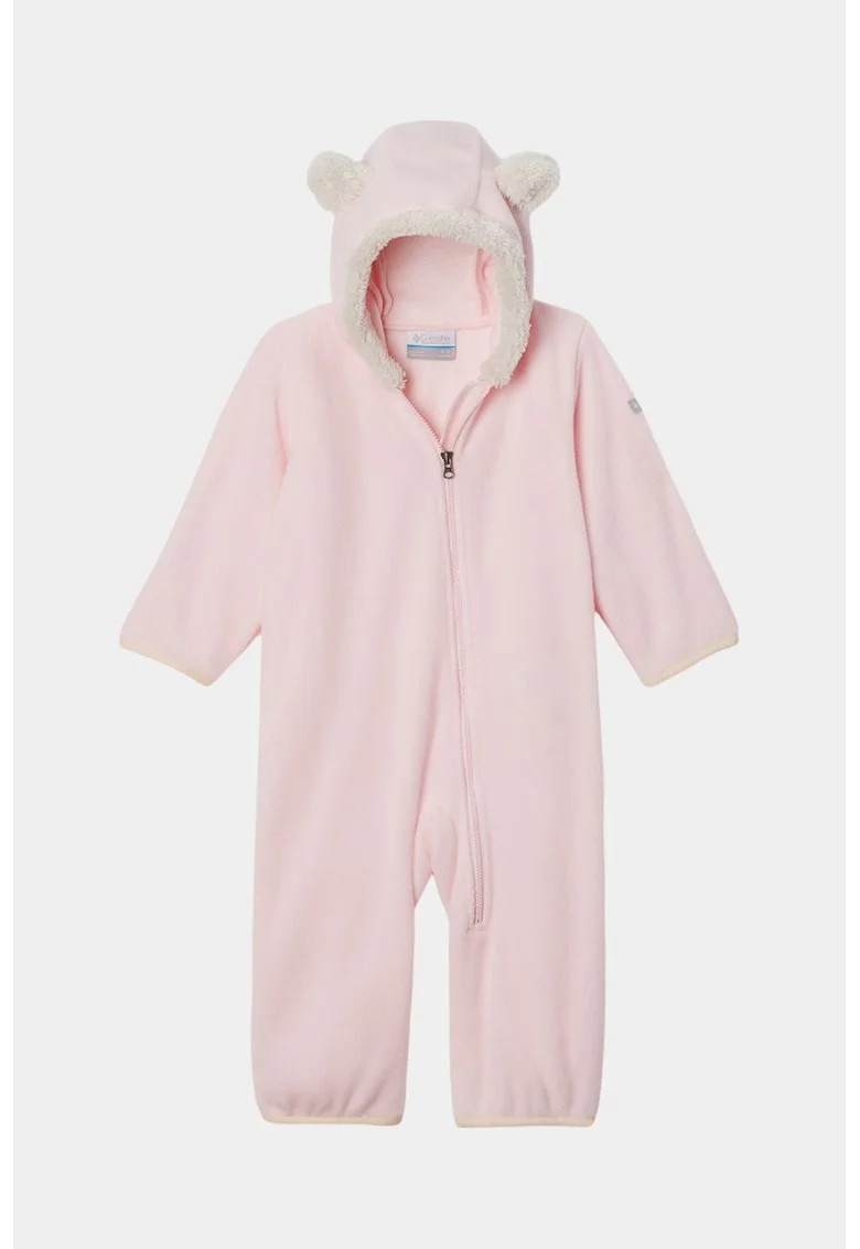 Salopeta din fleece cu garnituri din blana sintetica Tiny Bear™, Roz deschis