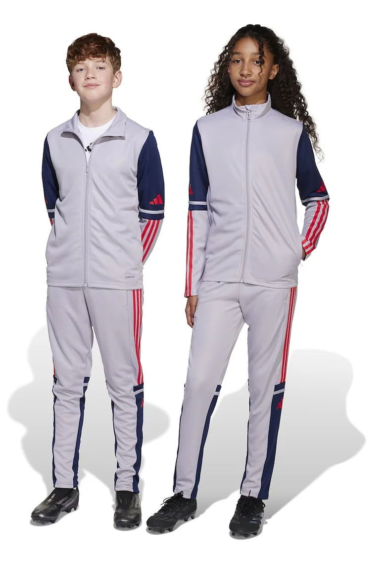 Pantaloni cu slituri cu fermoar, pentru fotbal, Gri deschis/Bleumarin