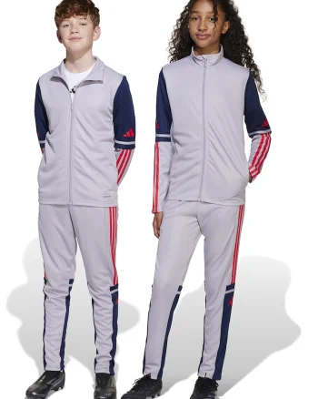 Pantaloni cu slituri cu fermoar, pentru fotbal, Gri deschis/Bleumarin