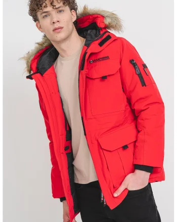 Geaca parka cu vatelina Algosana, Rosu