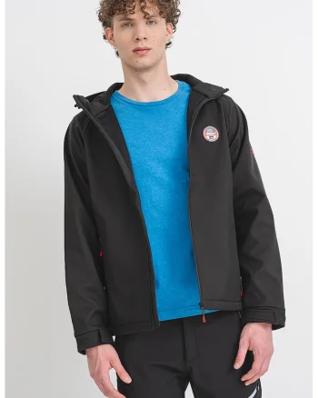 Jacheta cu gluga Tamigo Badge, Negru