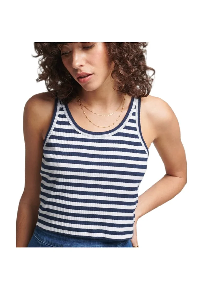 Tricou dama Superdry Vintage Crop, bumbac, rosu, Alb/Bleumarin