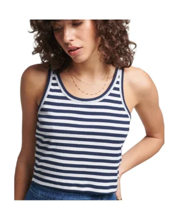 Tricou dama Superdry Vintage Crop, bumbac, rosu, Alb/Bleumarin