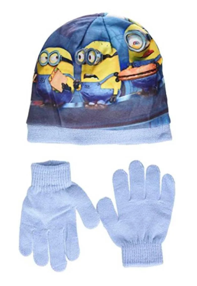 Set caciula/manusi pentru copii,  Minions, Poliester, 52 cm, Multicolor