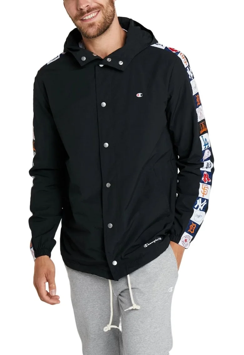 Jacheta sport barbati  colectia Authentic, neagra, 100% poliester, cu gluga, fara model