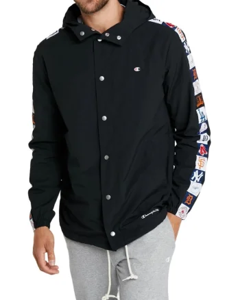 Jacheta sport barbati  colectia Authentic, neagra, 100% poliester, cu gluga, fara model