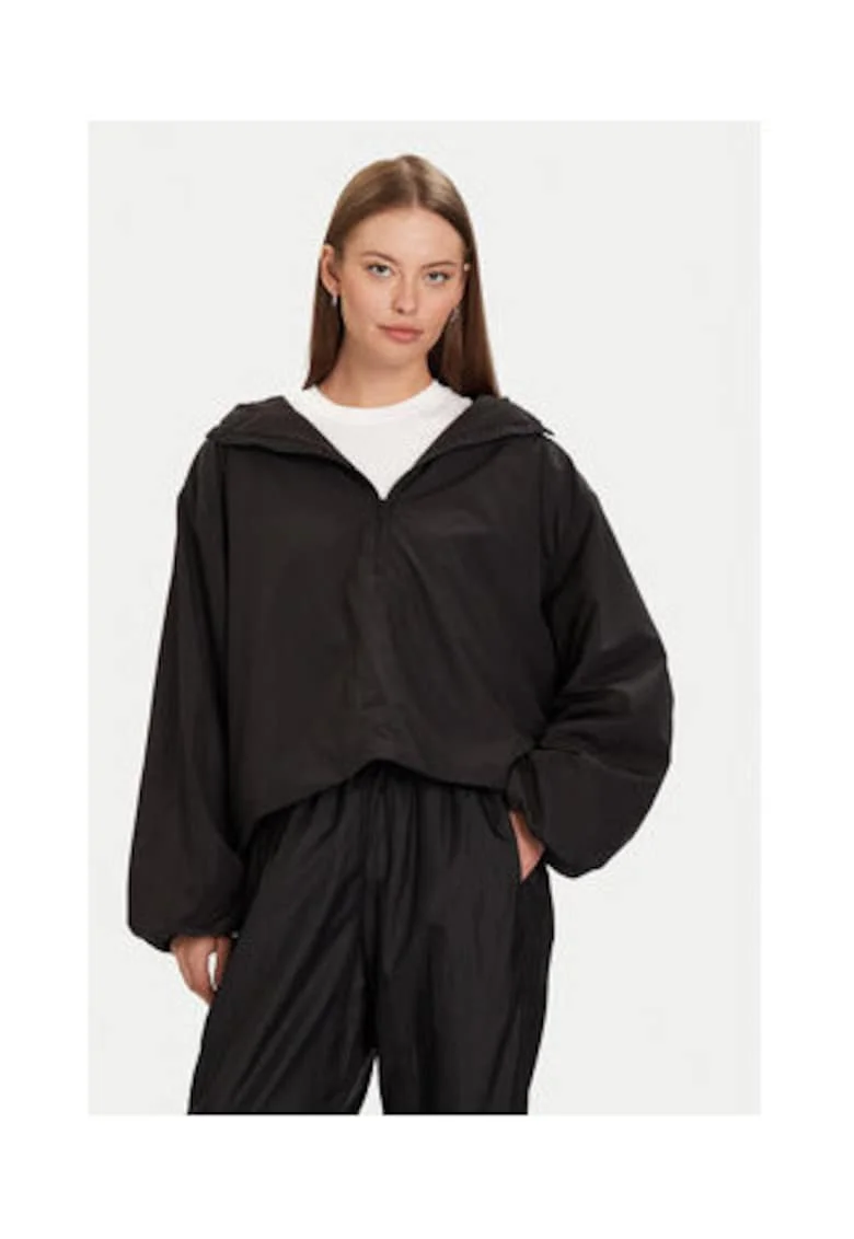 Jacheta de vant dama,  neagra, poliester reciclat