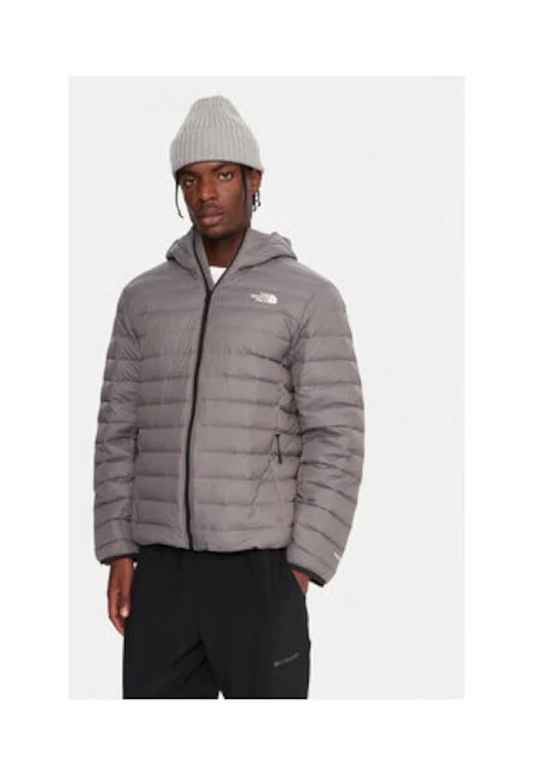 Geaca de puf barbati,  gri, 100% nailon reciclat