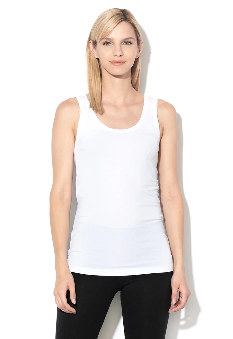 Top slim fit din bumbac organic Base, Alb